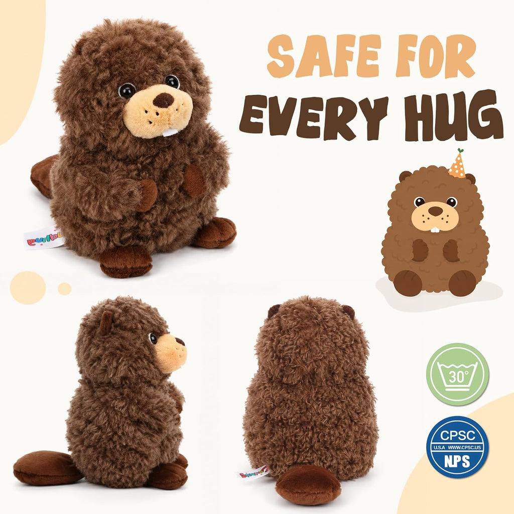 Curly Beaver Stuffed Animal Cute Squishy Plush Toy for Kids 9.8''