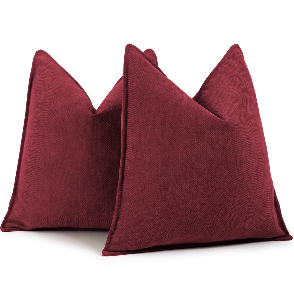 ZWJD Beige Pillow Covers 20x20 Set of 2 Chenille Throw Pillow Covers with Elegant Design Soft and Luxurious Decorative Throw Pillows for Couch, Bed, and Home Decor