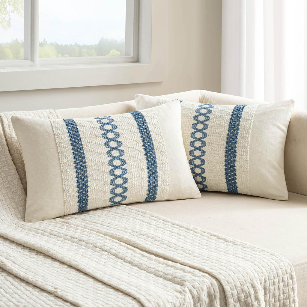 MIULEE Set of 2 Sage Green Boho Decorative Pillow Covers 18x18 Inch