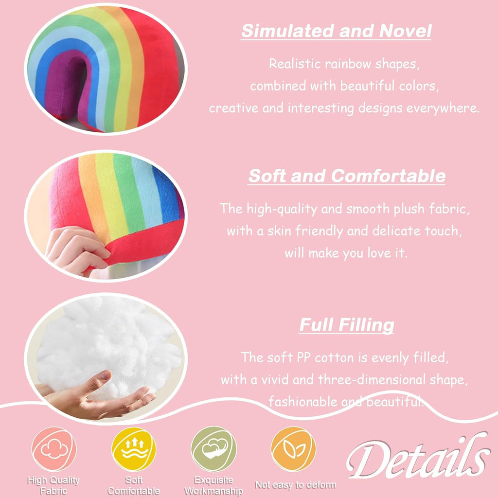 zhidiloveyou Rainbow Pillow Plush Stuffed Rainbow Shaped Cushion Toy, 13.7"