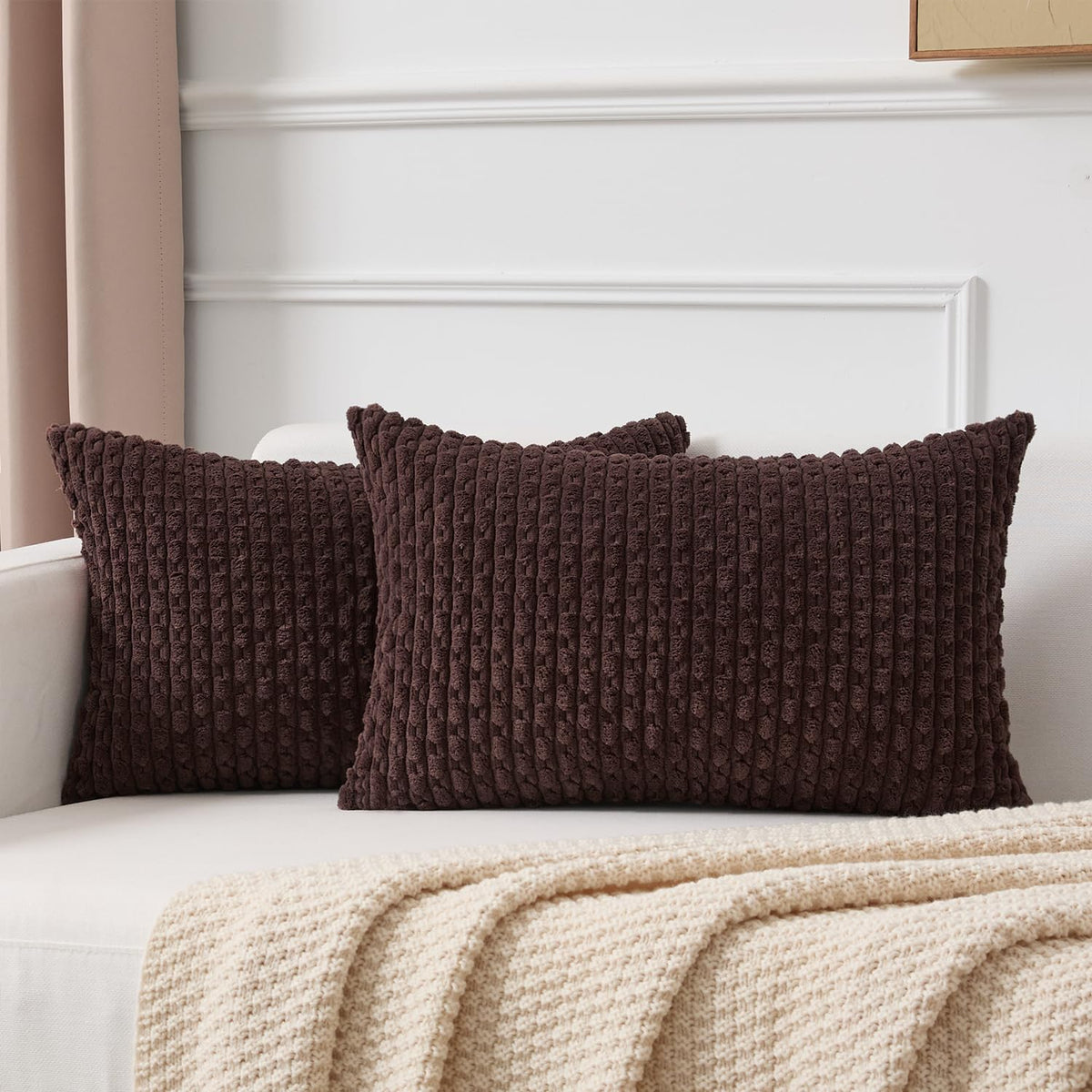Kevin Textile Soft Corduroy 18x18 Inch Pillow Covers 2 Pack, Sage Green