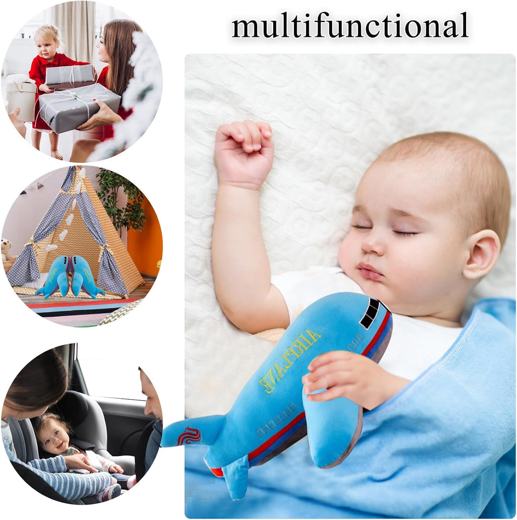 Stuffed Airplane Plush Toys Blue Plane Pillow,Gifts for Kids Adults 15.7 inches