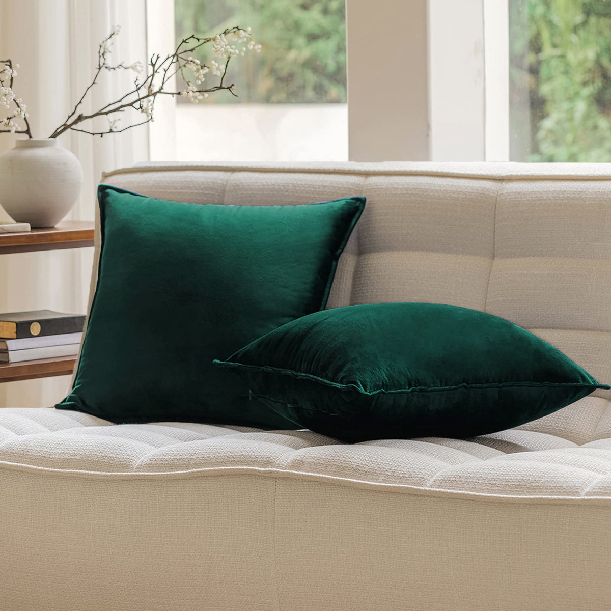 Velvet Navy Blue Throw Pillow Covers 18”x18”Pack of 2 Soft Decorative