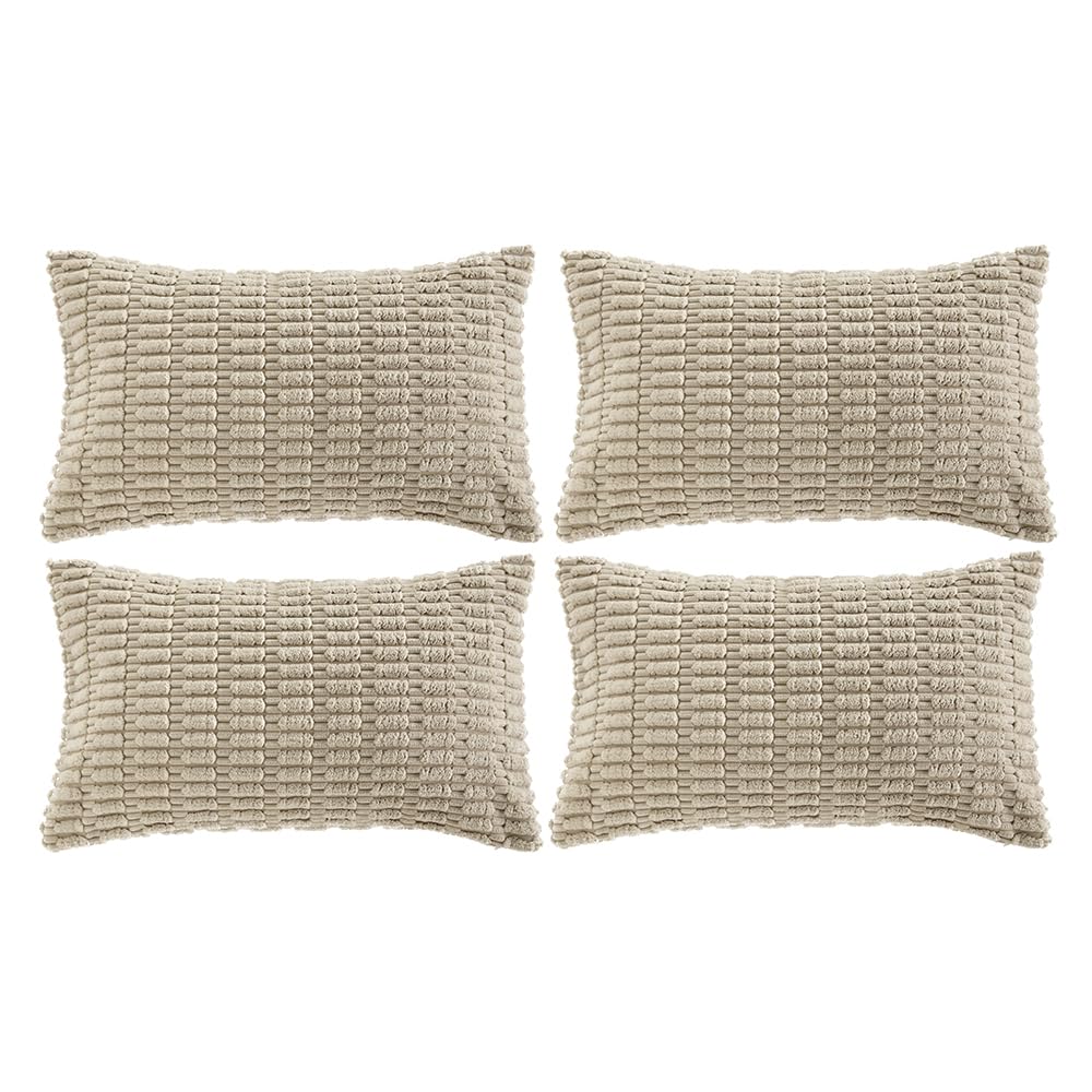 Fancy Homi 4 Packs Decorative Throw Pillow Covers for Living Room Couch Bed, Modern Farmhouse Boho Home Décor Accent Cushion Case, 18" x 18", Neutral