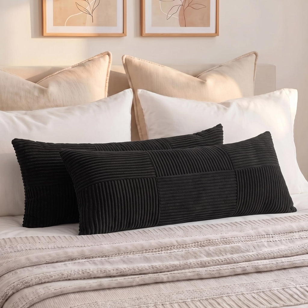 Fancy Homi 2 Packs Rust Boho Decorative Throw Pillow Covers 18x18 Inch for Couch Bed Sofa, Farmhouse Fall Home Decor, Soft Corss Corduroy Patchwork Textured Terracotta Accent Cushion Case 45x45 cm