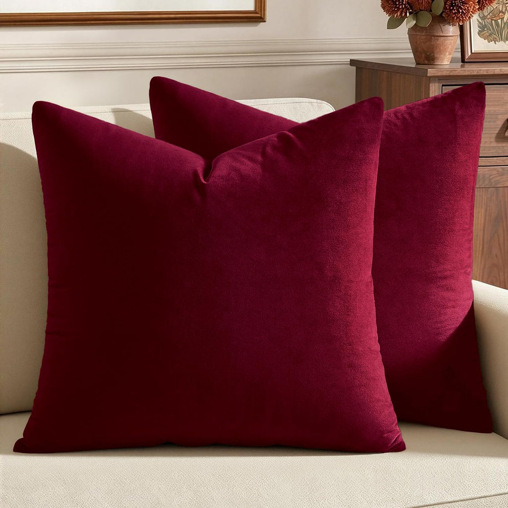MIULEE Velvet Fall Throw Pillow Covers 20x20 Inch Pack of 2 Burnt Orange