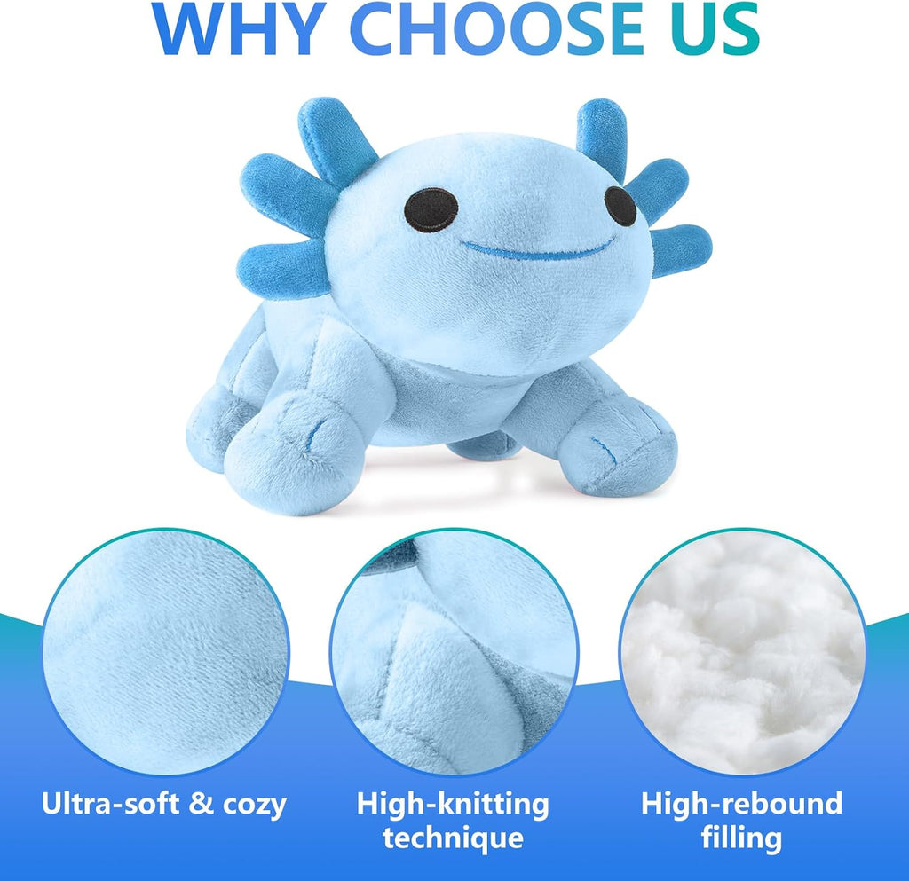 Cute Axolotl Plush Toy, 12 Inch (30 cm) Kawaii Salamander Stuffed Animal, Super Soft Skin-Friendly Plush Pillow, Cuddle Toy Gift for Kids, Boys & Girls(Blue)