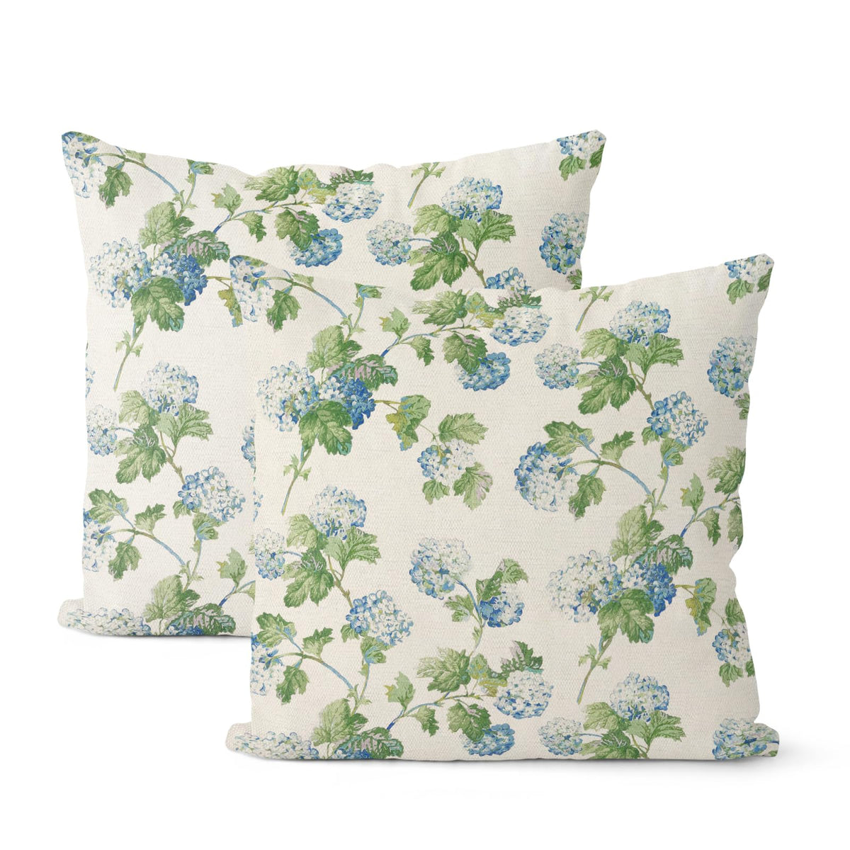 Floral Outdoor Pillow Covers 18x18 Inch Set of 2 Blue Green