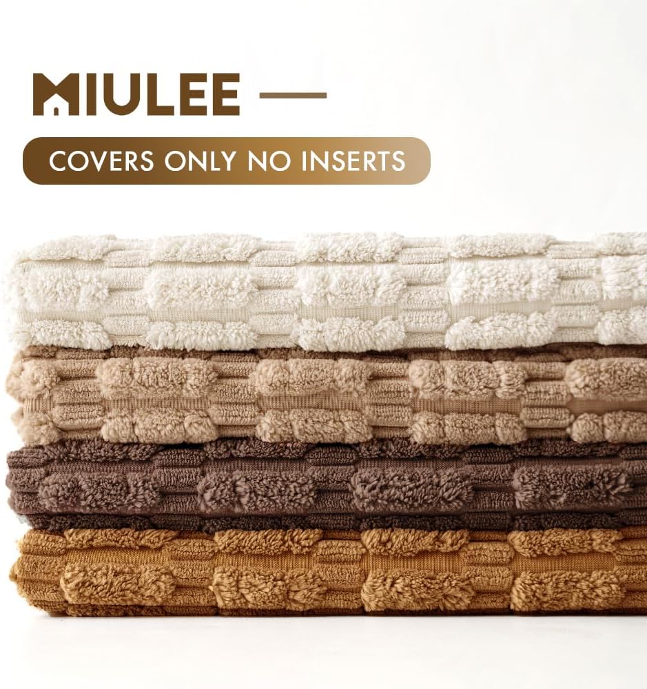 MIULEE Pack of 4 Corduroy Decorative Throw Pillow Covers 18x18 Inch Brown