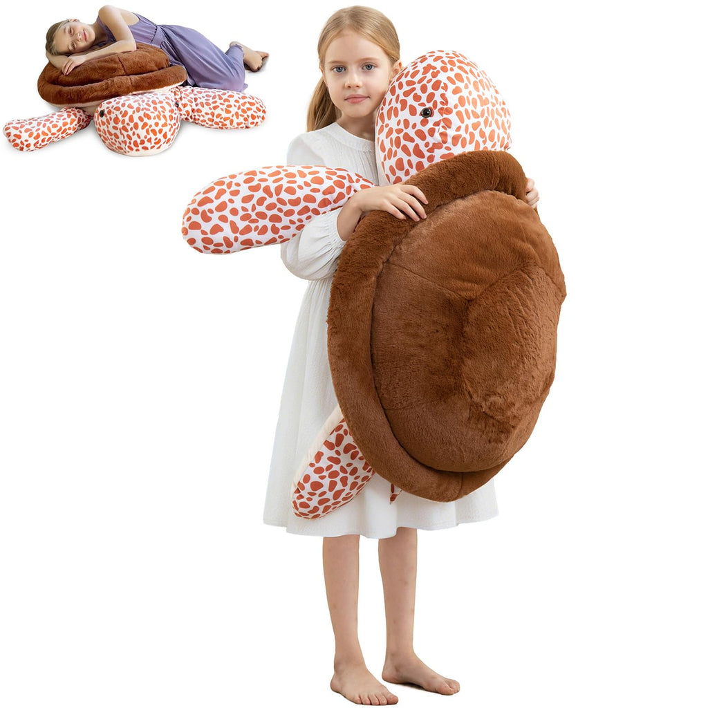 MorisMos 33Inch Giant Blue Sea Turtle Stuffed Animal, Large Turtle Plush Pillow, Soft Ocean Animal Plush Toy for Kids, Big Turtle Plushie for Bed Sofa Room Decor, Birthday Gift
