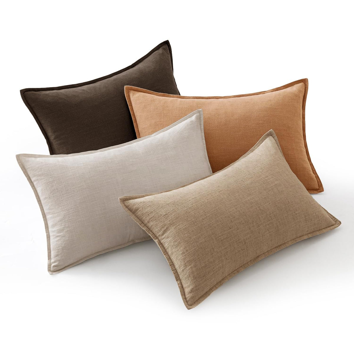 MIULEE Neutral Boho Linen Decorative Pillow Covers 18x18 Inch Pack of 4