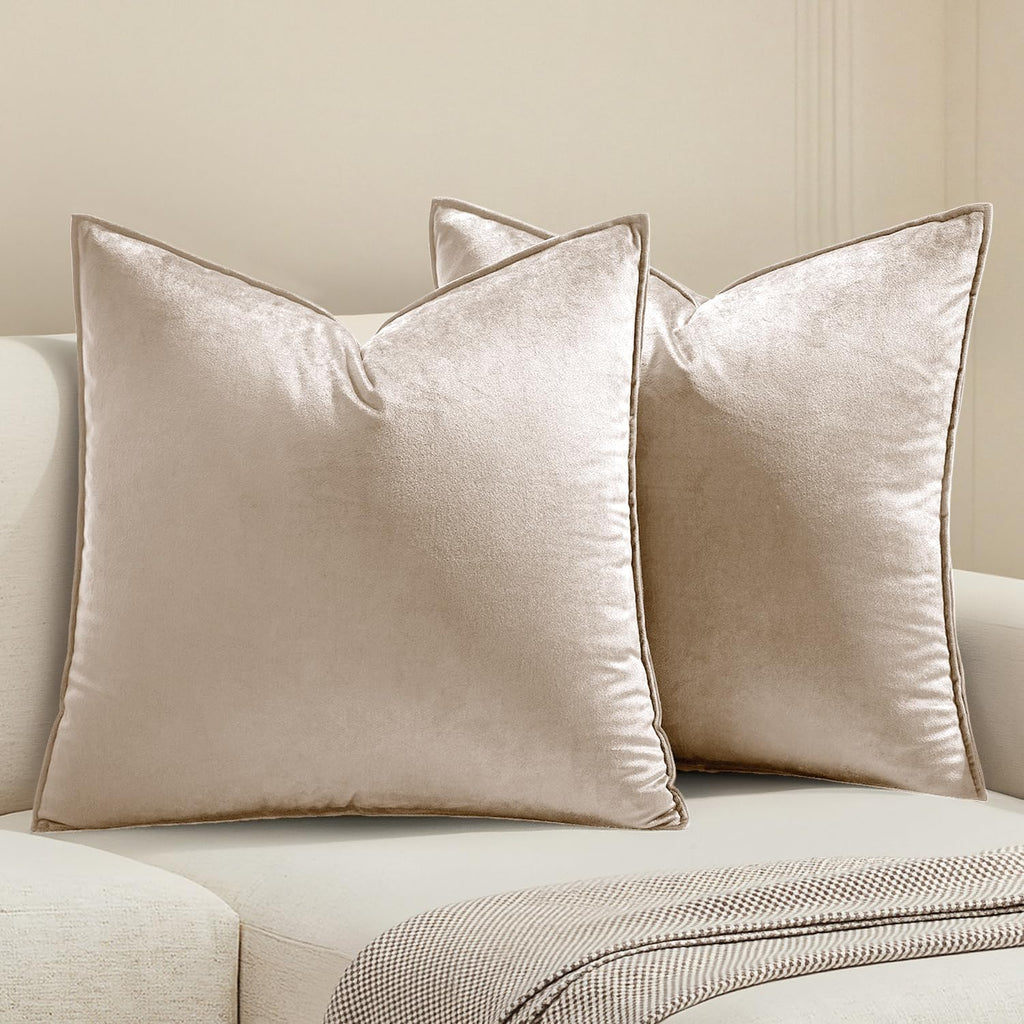 MIULEE Decorative Brown Velvet Throw Pillow Covers for Couch 22x22 Inch
