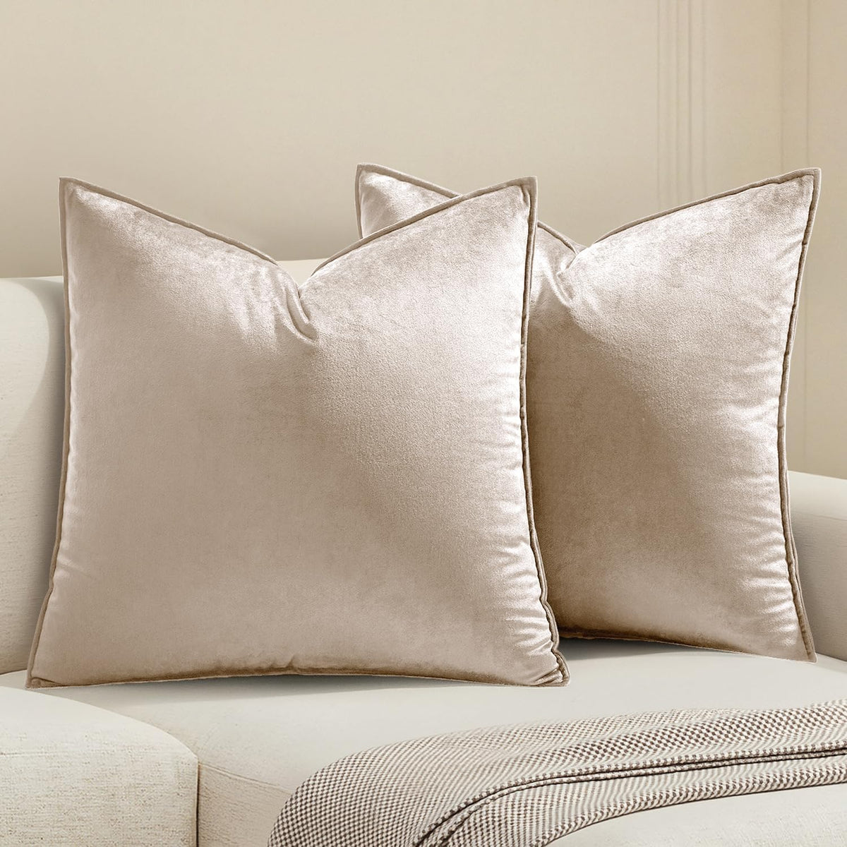 MIULEE Decorative Brown Velvet Throw Pillow Covers for Couch 22x22 Inch
