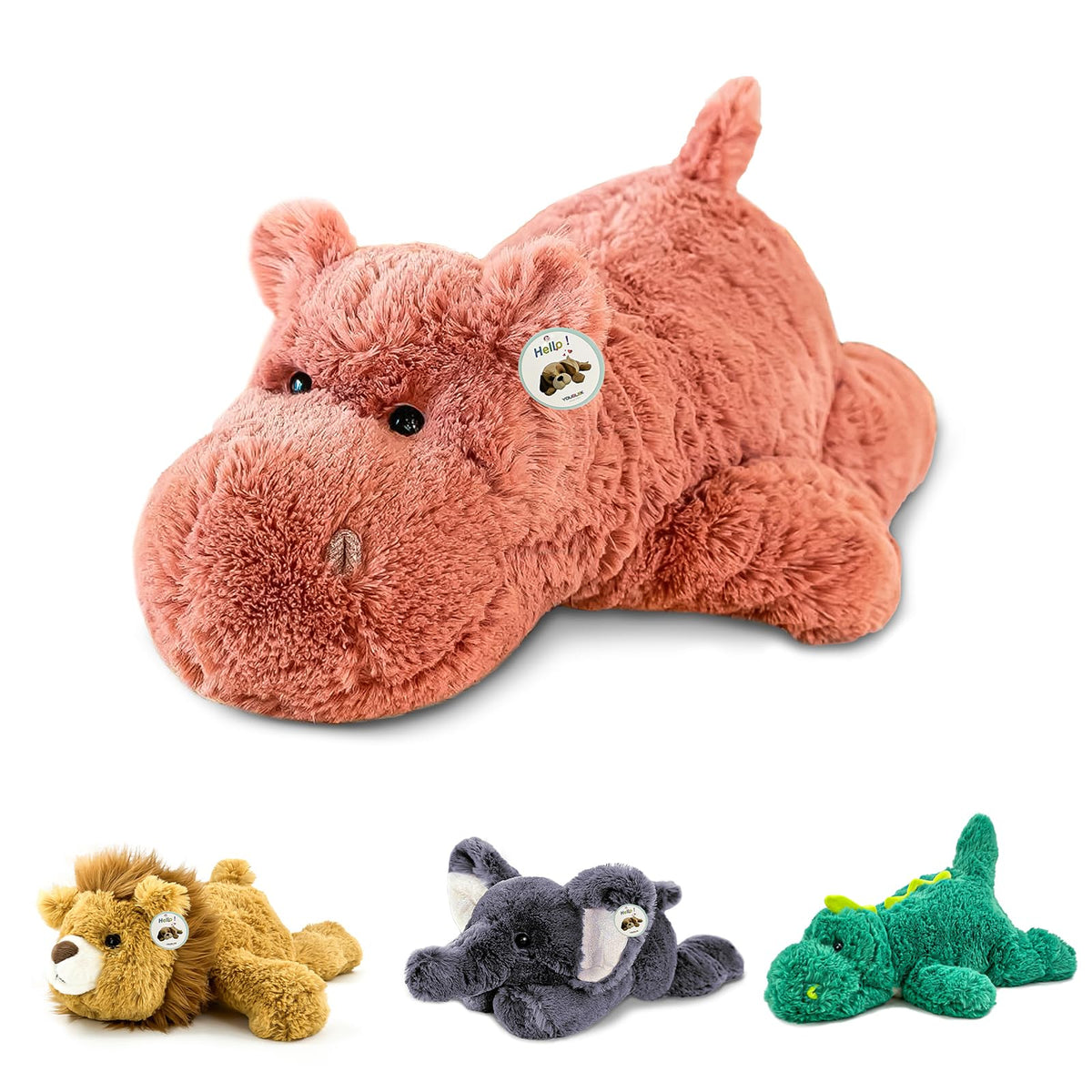YOUBLEK 16" 2 Lb Green Dinosaur Weighted Stuffed Animals, Plush Pillow Toy