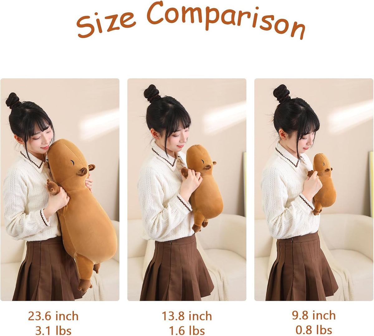 SQEQE Weighted Capybara Plush, Weighted Capybara Stuffed Animal, Cute Plushies Soft Pillow Toy Gift for Kids Adults 9.8 Inch, 0.8 Lbs