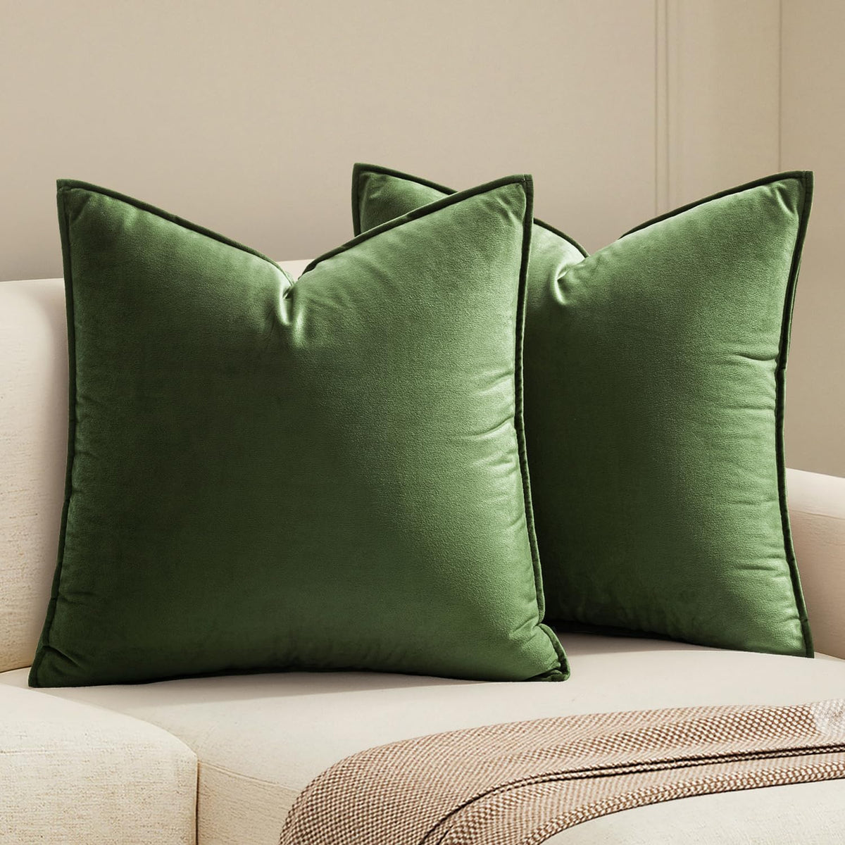 MIULEE Decorative Brown Velvet Throw Pillow Covers for Couch 22x22 Inch