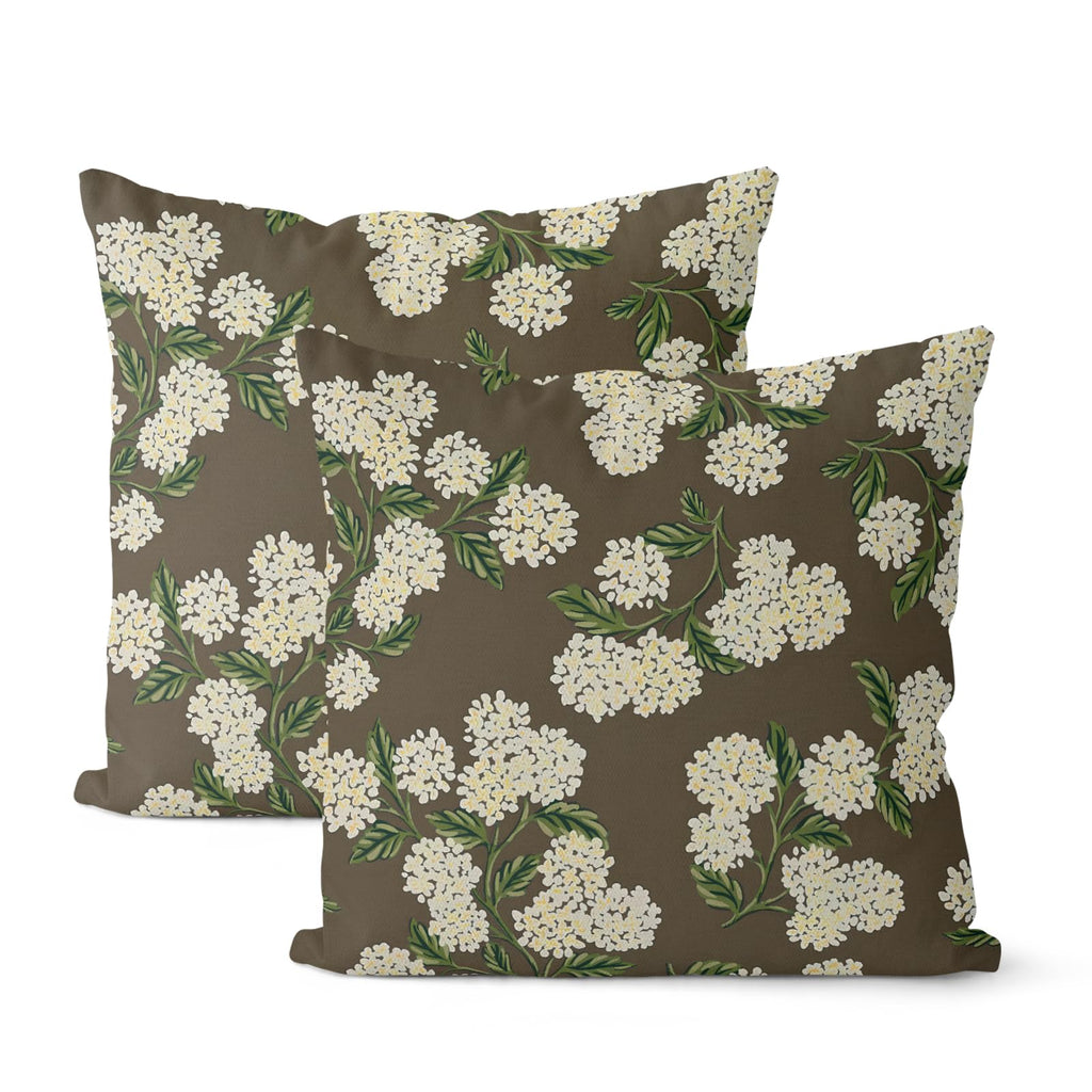 Floral Outdoor Pillow Covers 18x18 Inch Set of 2 Blue Green
