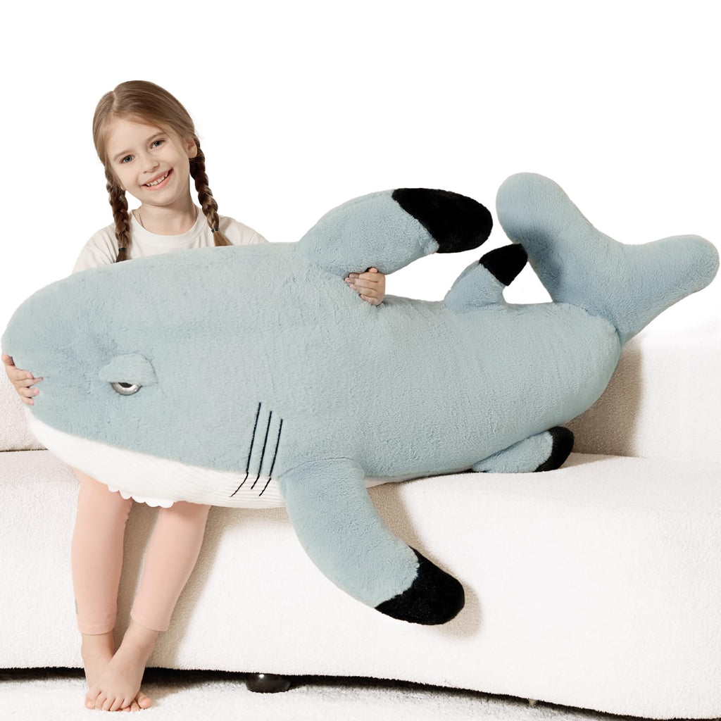 Tezituor 24 Inch Narwhal Stuffed Animal, Hugging Soft Ocean Narwhal Pillow Gift for Girls Kids, Cute Pink Large Stuffed Whale Plush Toy Christmas Deaor Gift