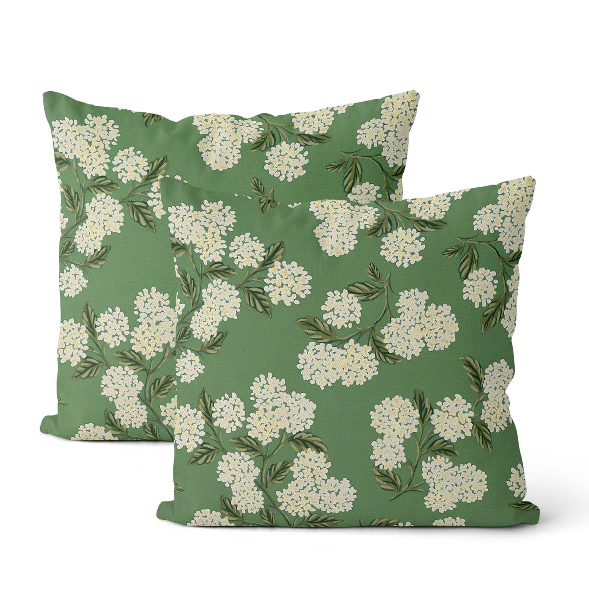Floral Outdoor Pillow Covers 18x18 Inch Set of 2 Blue Green