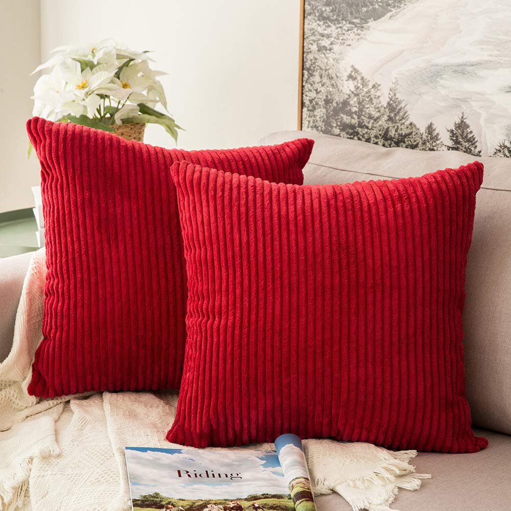 MIULEE Fall Decorative Corduroy Throw Pillow Covers Set of 2 20x20 Orange