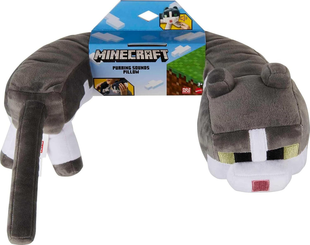 Mattel Minecraft Purring Sounds Neck Pillow, Cat Plush Toy
