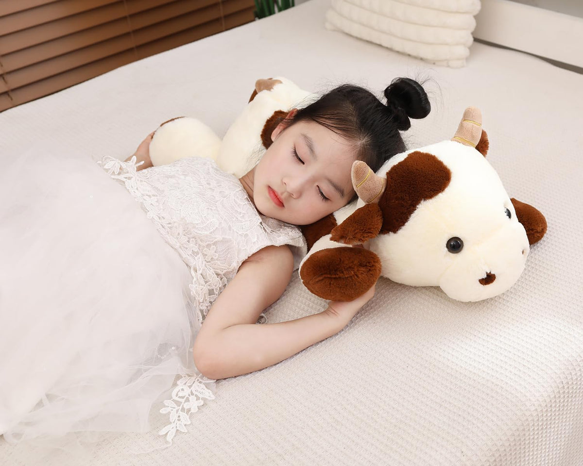 YESGIRL 25.6 inch 5 lbs Cow Weighted Stuffed Animals, Plush Toy Pillow Gift