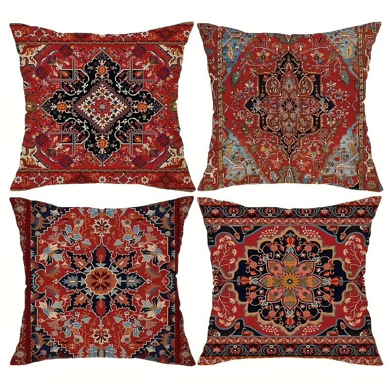 Decorative Throw Pillow Covers, Vintage Floral Pattern in Sage Green and Brown, 2 Pack Square Cushion Cases with Autumn Leaves Design，18x18 Pillows Linen Pillowcase