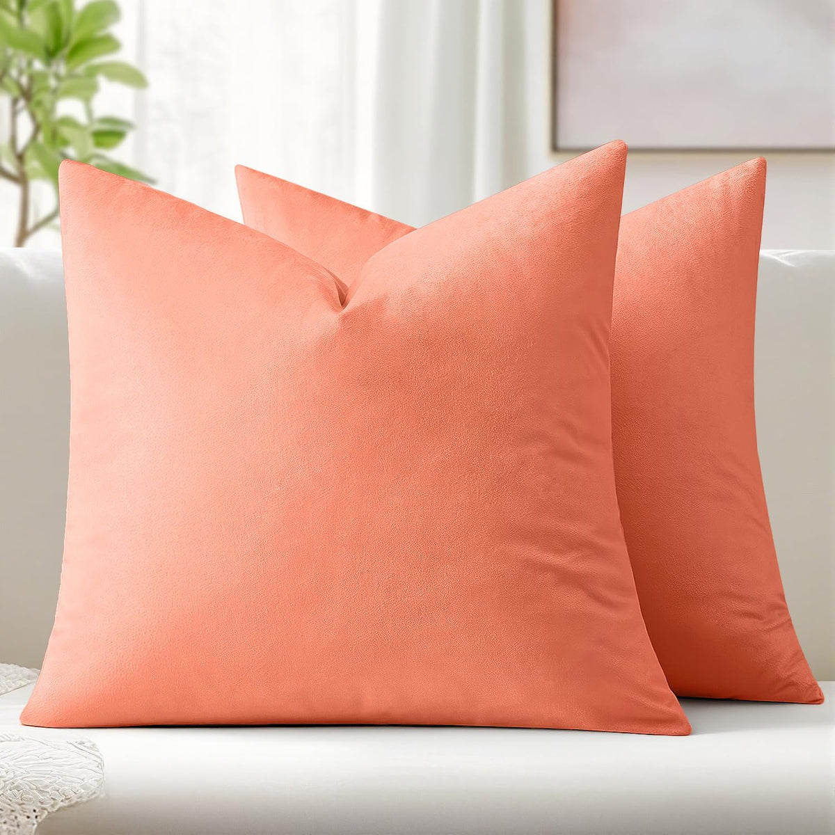 MIULEE Velvet Fall Throw Pillow Covers 20x20 Inch Pack of 2 Burnt Orange