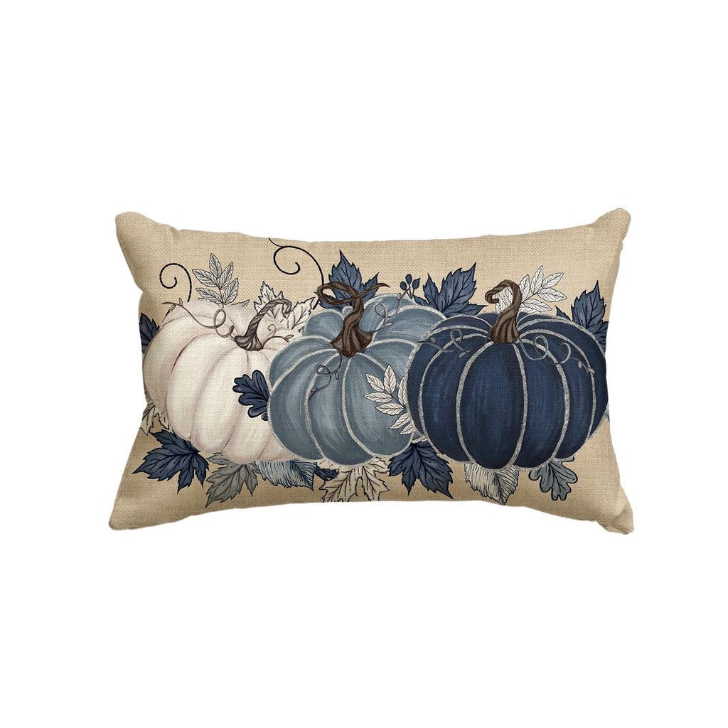 AVOIN colorlife Fall Blue Pumpkin Leaves Throw Pillow Cover 12x20 Inch