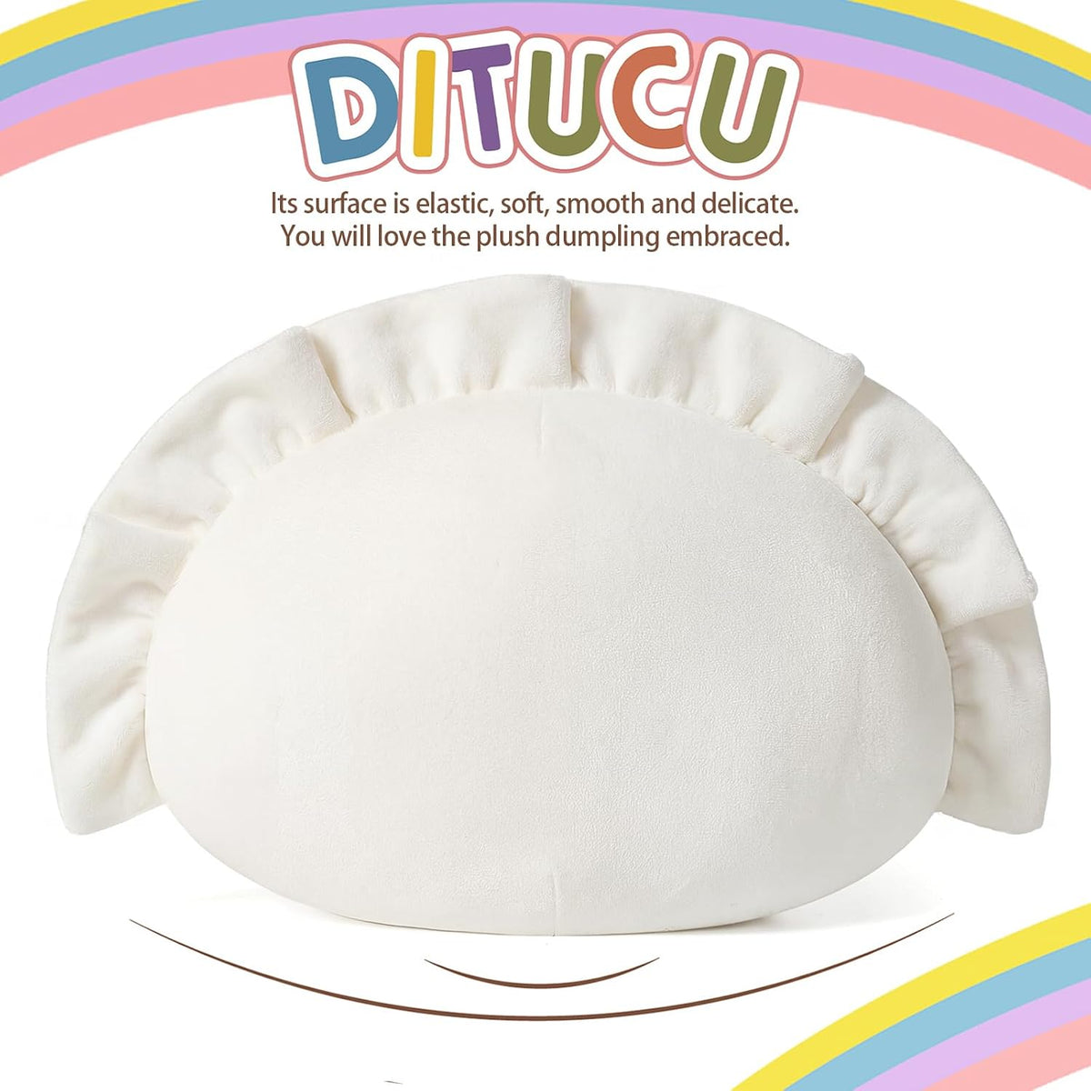 Ditucu Cute Pierogi Pillow Dumpling Plush Funny Food Soup Stuffed Animal Plushies Toys Soft Hugging Gifts for Kids White 8 inch