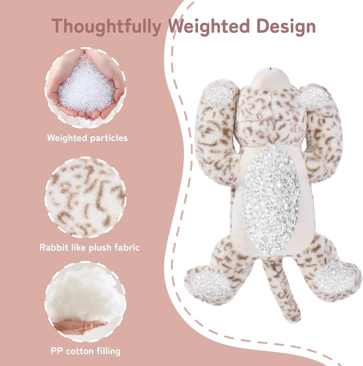 Niuniu Daddy Snow Leopard Weighted Stuffed Animals, Plush Pillow for Kids
