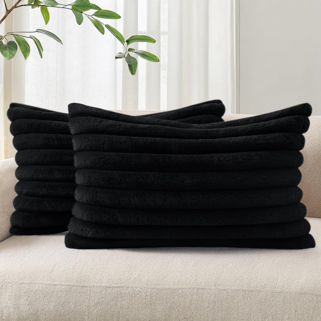 Pallene Faux Fur Decorative Throw Pillow Covers 18x18 Set of 2, Cream White