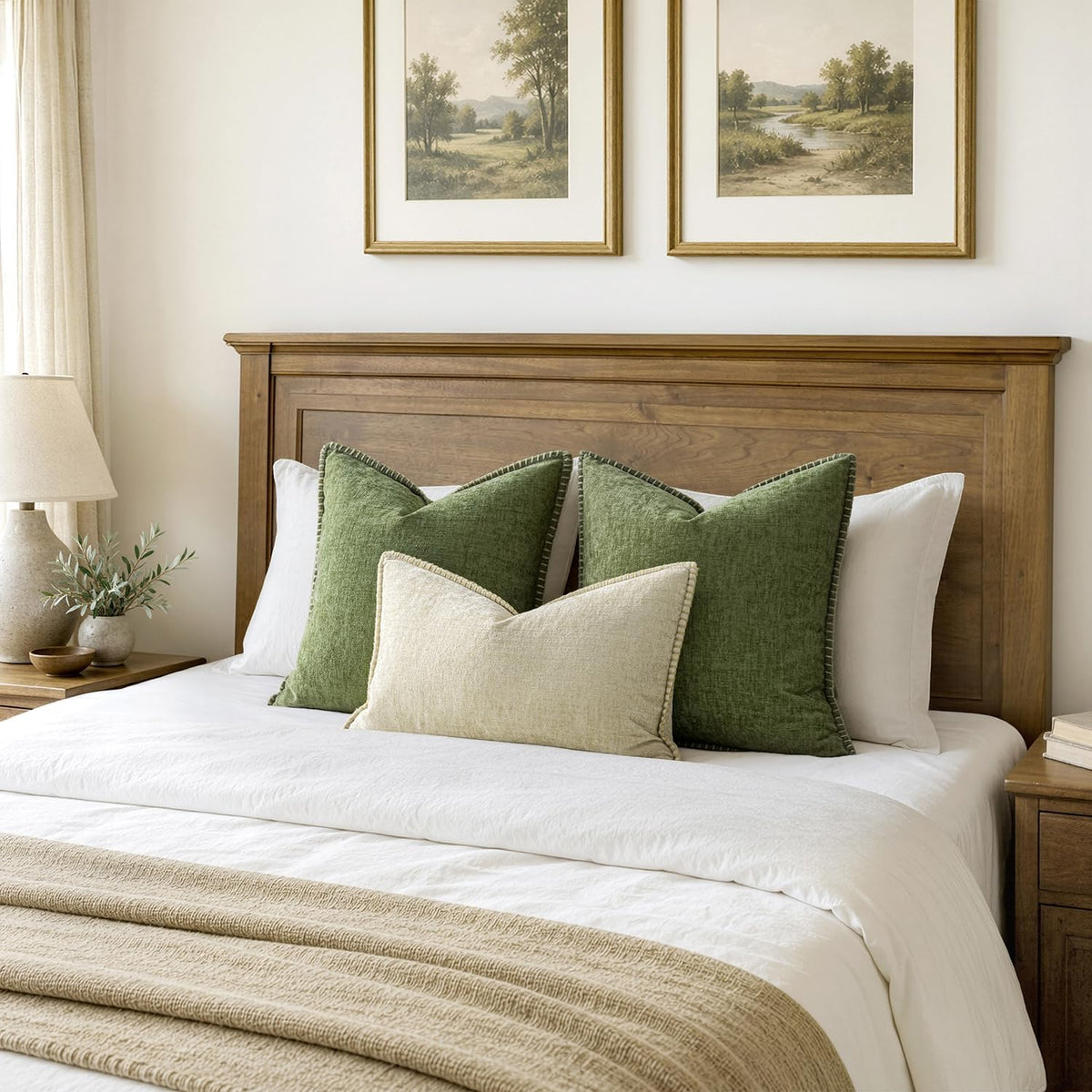 MIULEE Decorative Couch Throw Pillow Covers 18x18 Inch Sage Green 2 Pack