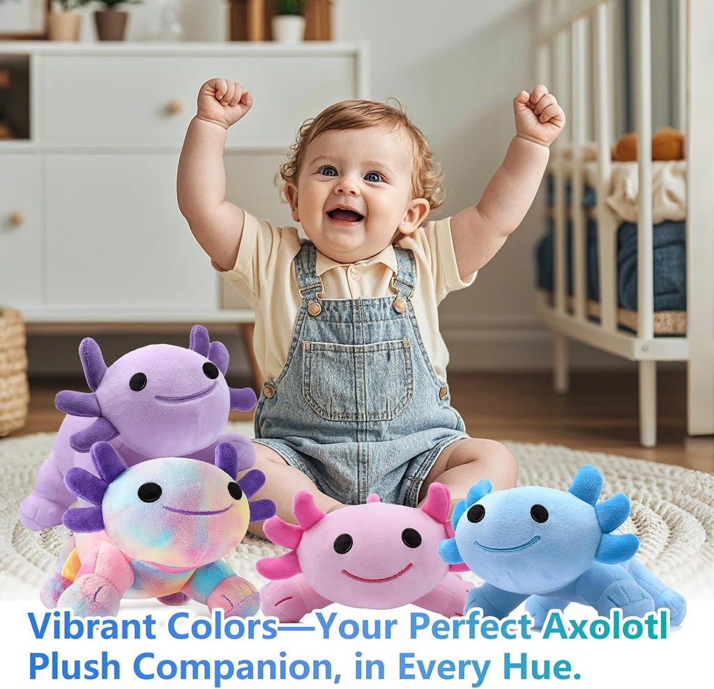Cute Axolotl Plush Toy, 12 Inch (30 cm) Kawaii Salamander Stuffed Animal, Super Soft Skin-Friendly Plush Pillow, Cuddle Toy Gift for Kids, Boys & Girls(Blue)