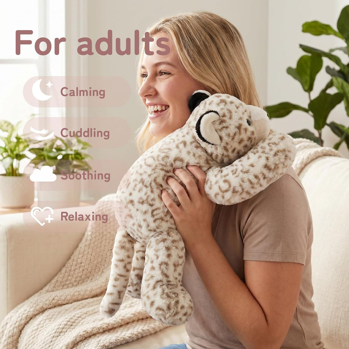 Niuniu Daddy Snow Leopard Weighted Stuffed Animals, Plush Pillow for Kids