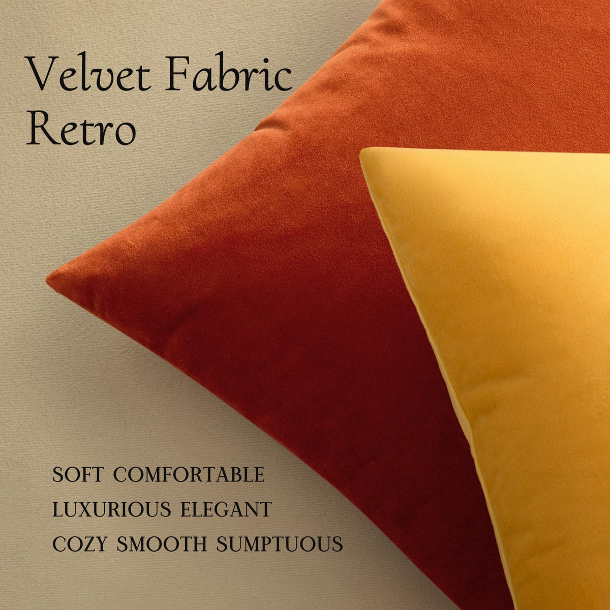 MIULEE Velvet Fall Throw Pillow Covers 20x20 Inch Pack of 2 Burnt Orange