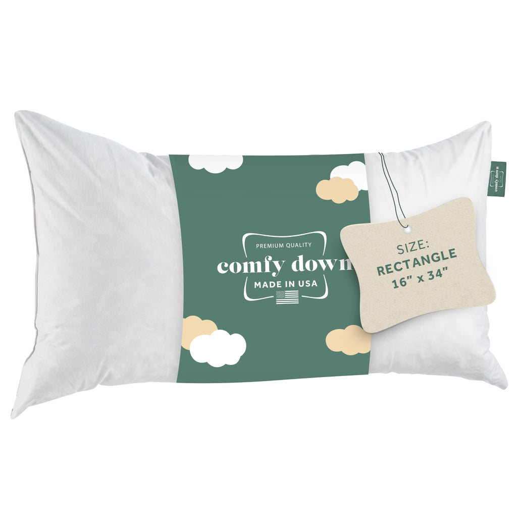 ComfyDown 12x18 Throw Pillow Insert, Down & Feather Fill, 100% Cotton Cover, Made in USA – Premium Soft Decorative Pillow Form Sham Stuffer for Bed, Sofa & Couch