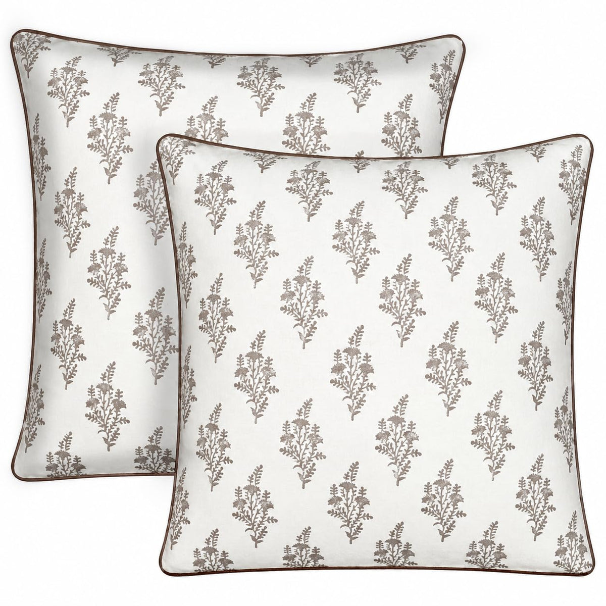Ridhi Block Print Columbia Blue Pillow Cover 18" x 18" (Pack of 2) Decorative Couch Pillows for Living Room, Chic Boho Cute Outdoor Pillows Covers Gifts for Spring, Easter and Valentine