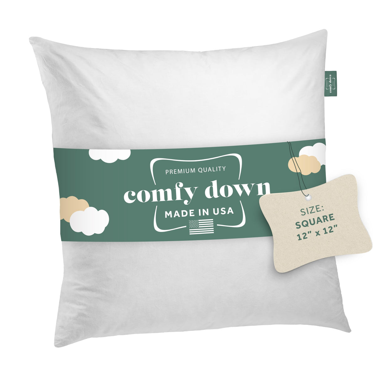 ComfyDown 12x18 Throw Pillow Insert, Down & Feather Fill, 100% Cotton Cover, Made in USA – Premium Soft Decorative Pillow Form Sham Stuffer for Bed, Sofa & Couch