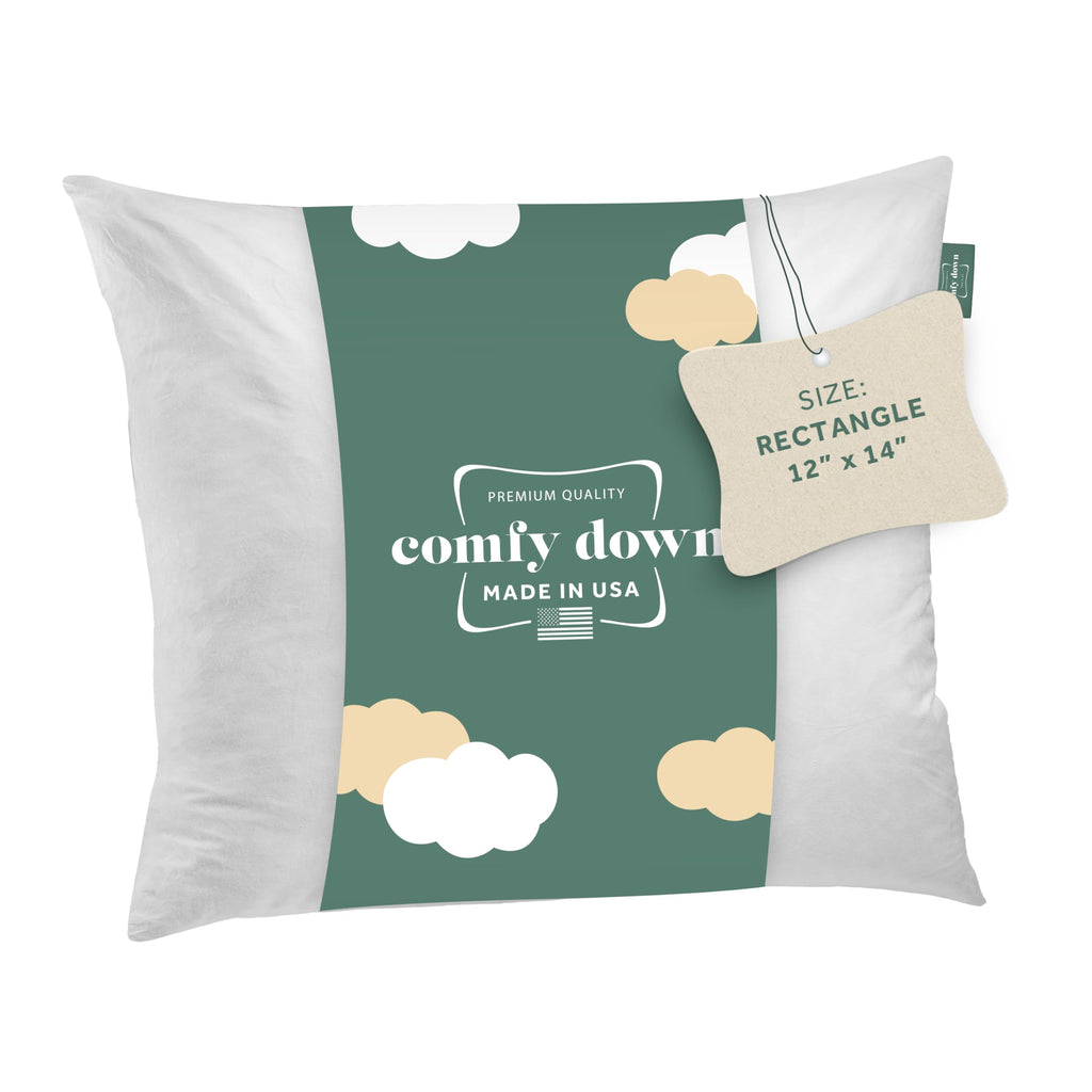 ComfyDown 12x18 Throw Pillow Insert, Down & Feather Fill, 100% Cotton Cover, Made in USA – Premium Soft Decorative Pillow Form Sham Stuffer for Bed, Sofa & Couch