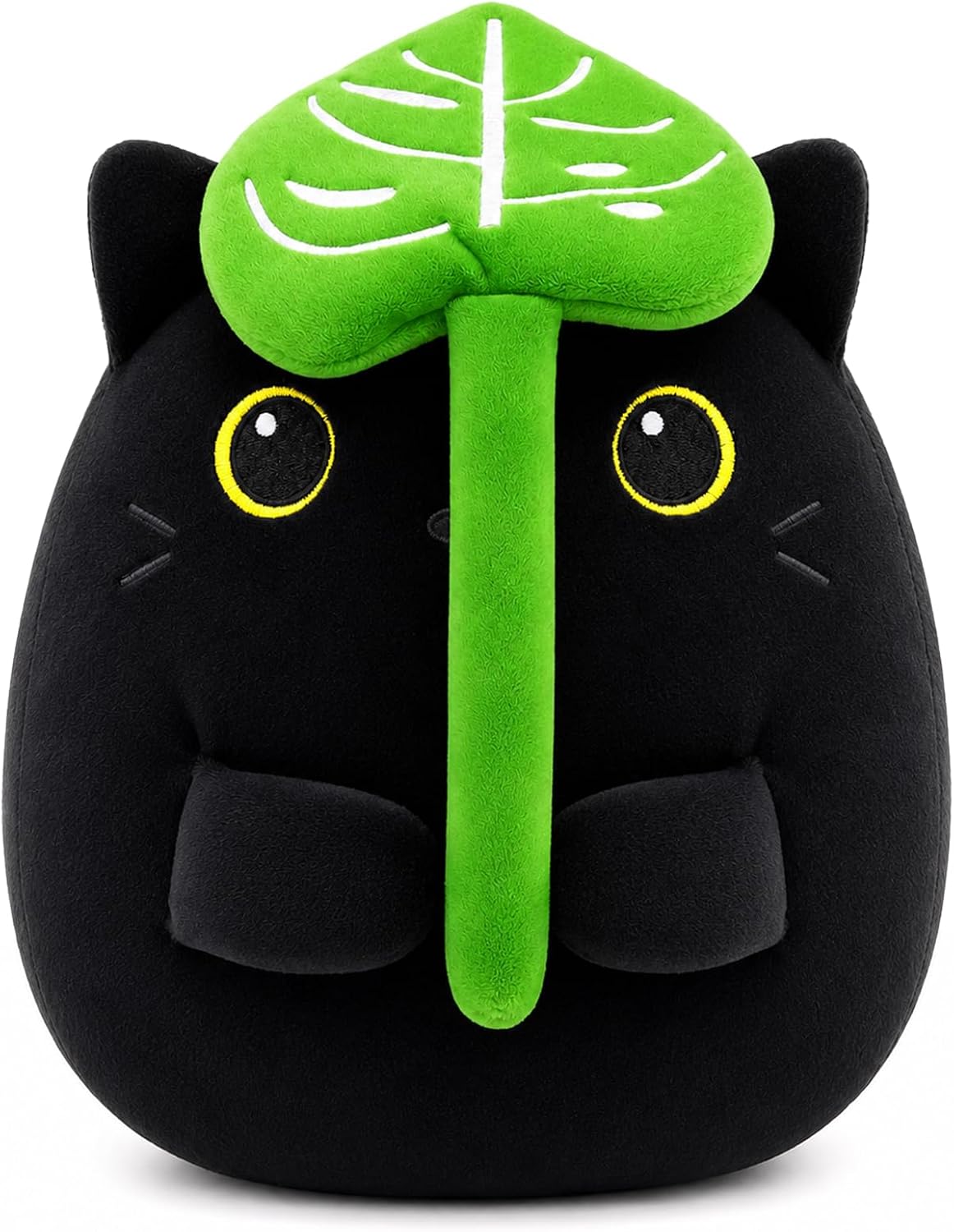 Black Cat Plush Pillow,8.5 Inch Leaf Black Cat Stuffed Animal Toy