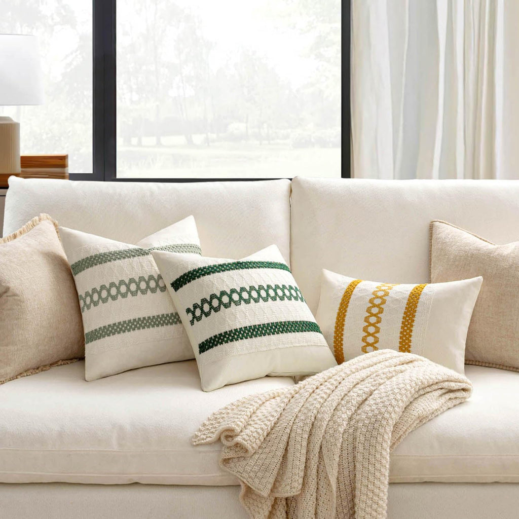 MIULEE Set of 2 Sage Green Boho Decorative Pillow Covers 18x18 Inch