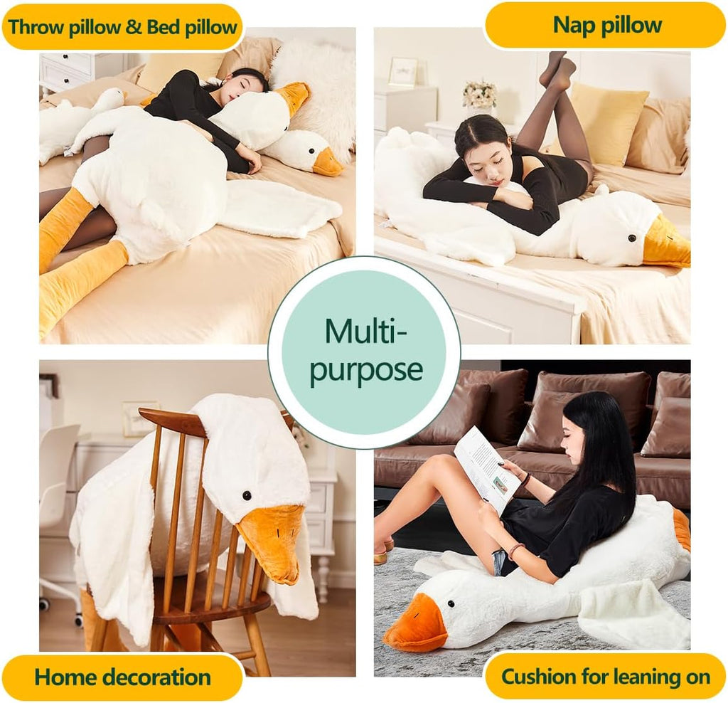 Goose Stuffed Animal, 35.4in/90cm Giant Sleeping Hugging Pillow