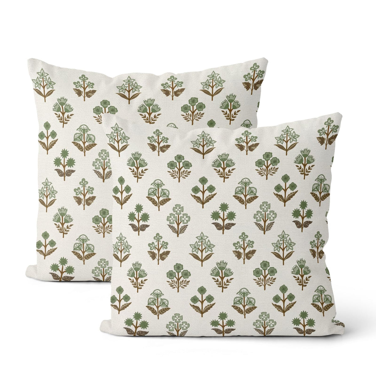 Floral Outdoor Pillow Covers 18x18 Inch Set of 2 Blue Green