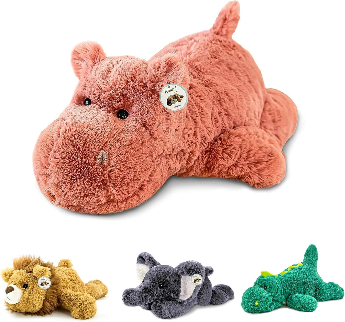 YOUBLEK 16" 2 Lb Green Dinosaur Weighted Stuffed Animals, Plush Pillow Toy