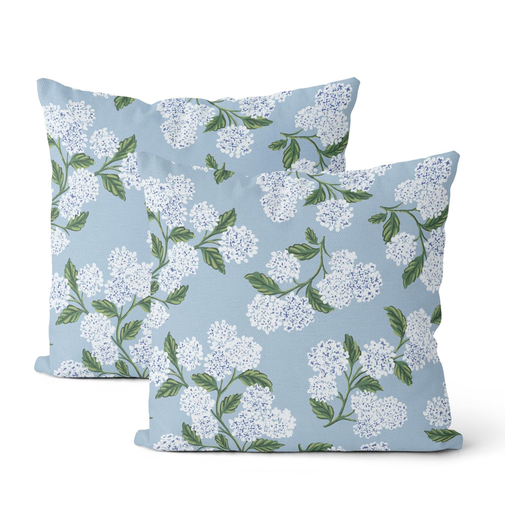 Floral Outdoor Pillow Covers 18x18 Inch Set of 2 Blue Green