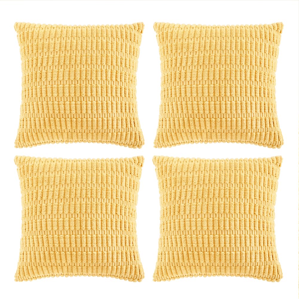 Fancy Homi 4 Packs Decorative Throw Pillow Covers for Living Room Couch Bed, Modern Farmhouse Boho Home Décor Accent Cushion Case, 18" x 18", Neutral