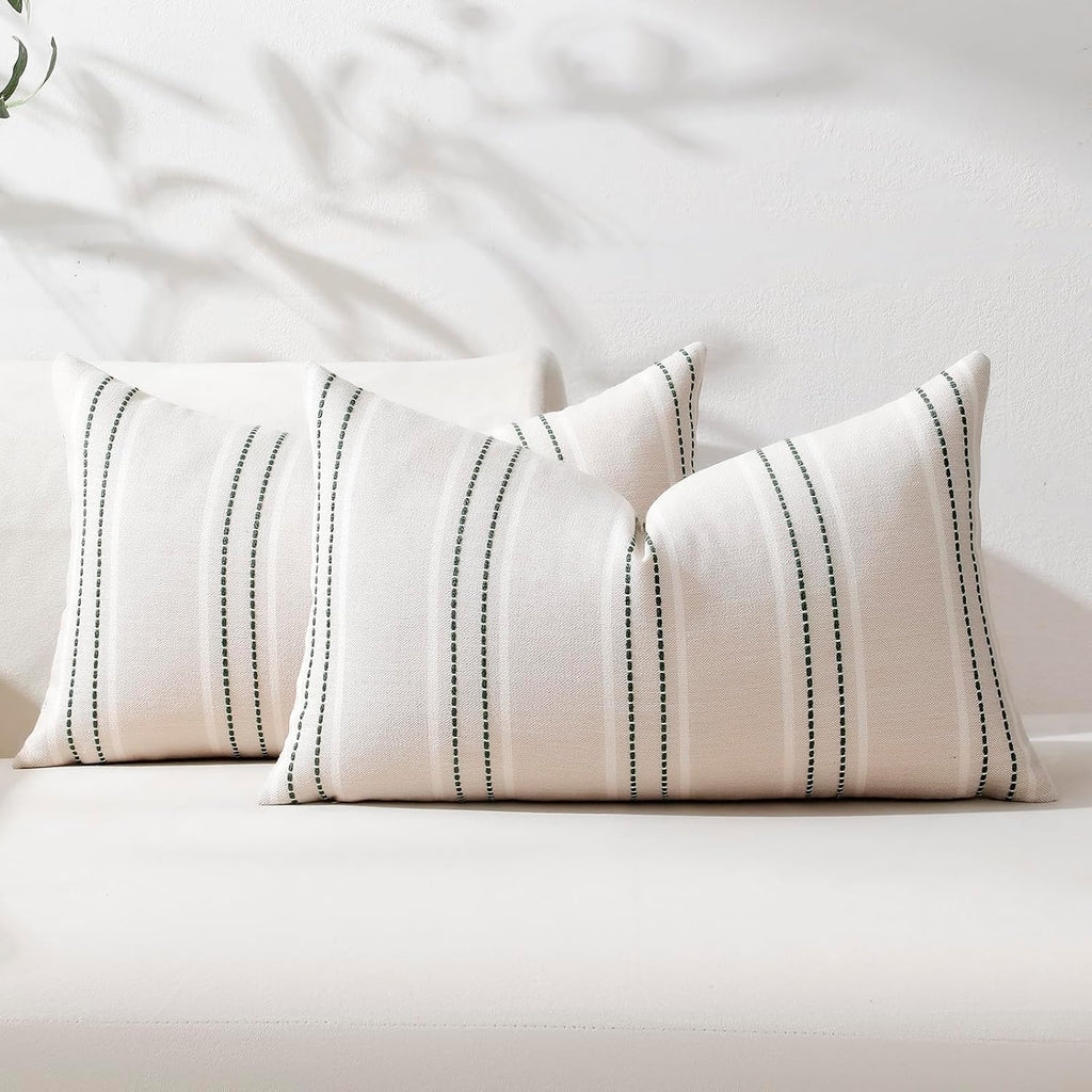 Hckot Decorative Throw Pillow Covers 20x20 Set of 2 Striped Pillow Covers