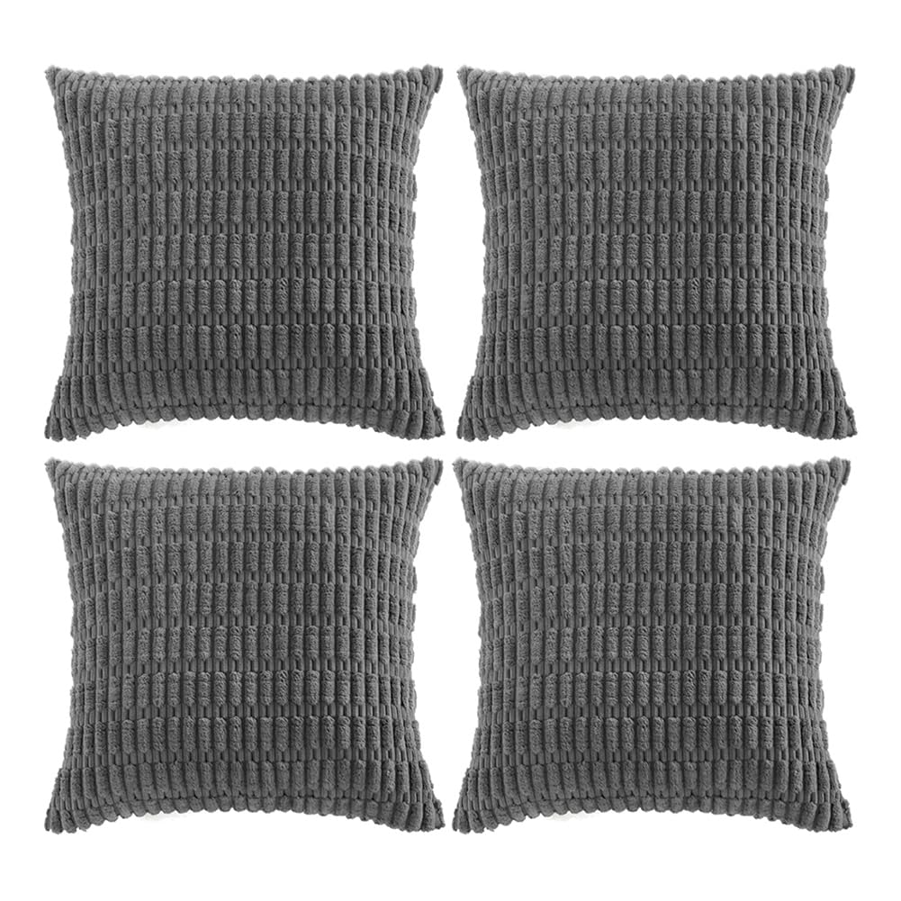 Fancy Homi 4 Packs Decorative Throw Pillow Covers for Living Room Couch Bed, Modern Farmhouse Boho Home Décor Accent Cushion Case, 18" x 18", Neutral