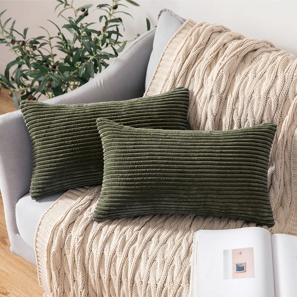 MIULEE Fall Decorative Corduroy Throw Pillow Covers Set of 2 20x20 Orange